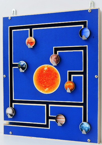 Растущая вешалка-лабиринт детская Планеты солнечной системы (средняя) синяя купить
